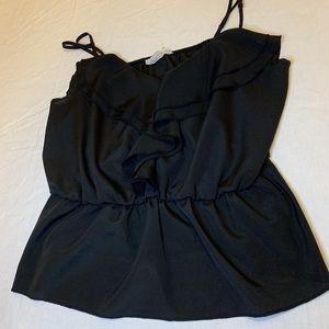 Cute ruffled black tank